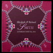 Fuchsia Decorative Lace Monogram Wedding Napkins napkins