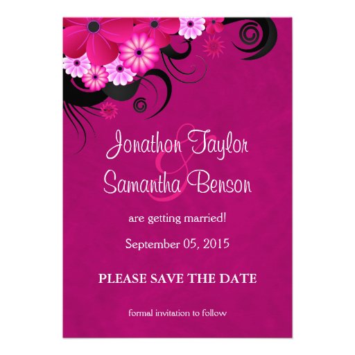 Fuchsia Floral Hibiscus Save The Date Announcement