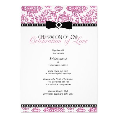 Fuchsia Floral Wedding Invitation