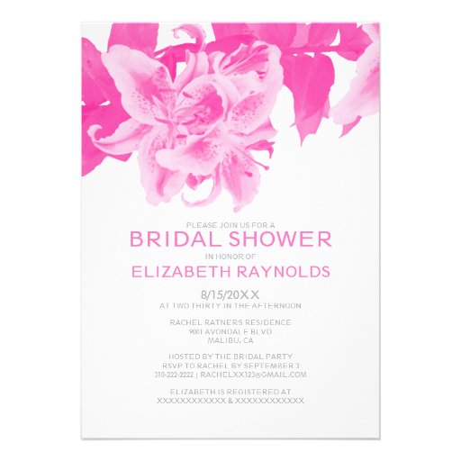 Fuchsia Flower Bridal Shower Invitations