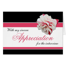 Fuchsia Flower Pink Black Interview Thank You Card
