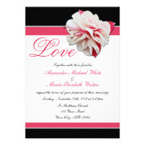 Fuchsia Flower Pink & Black Wedding Invitations