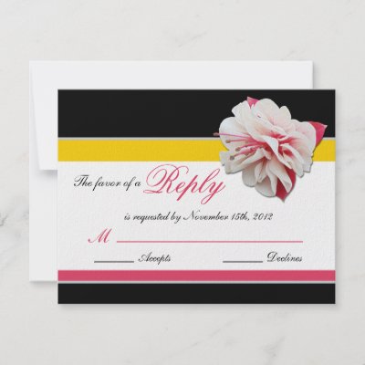 Fuchsia Flower Pink Yellow Wedding Reply Cards Personalized Invites by 