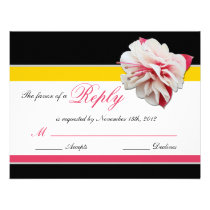 Fuchsia Flower Pink & Yellow Wedding Reply Cards Personalized Invites