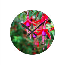 Fuchsia Flowers – Clock