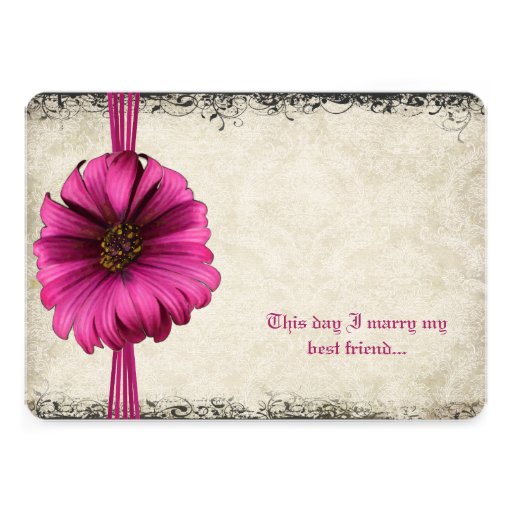 Fuchsia Gerber Daisy Wedding Invite