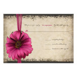 Fuchsia Gerber Daisy Wedding RSVP Invitations