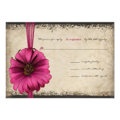 Fuchsia Gerber Daisy Wedding RSVP Invitations