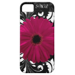 Fuchsia Gerbera Daisy with Black and White Swirl iPhone 5 Case