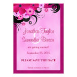Fuchsia Hibiscus Floral Save The Date Announcement
