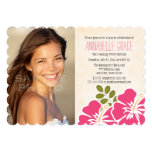 Fuchsia Hibiscus Hawaiian Luau Sweet 16 Photo Card