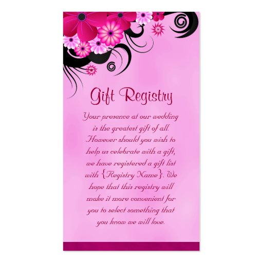 Fuchsia Hibiscus Wedding Gift Registry Mini Cards Business Card Template (front side)