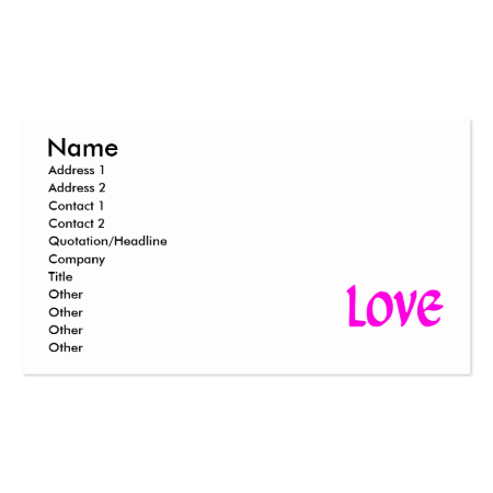 Fuchsia Love Business Card Template