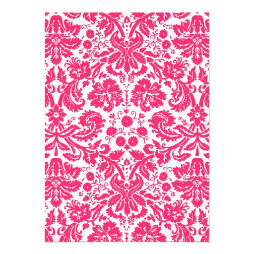 Fuchsia Monogram Damask Bridal Shower Invitations