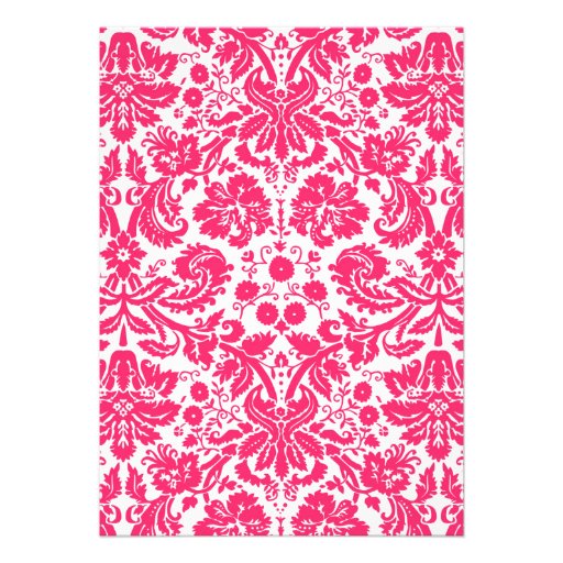 Fuchsia Monogram Damask Wedding Invitations