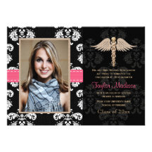 Fuchsia Nurse Graduation Announcements Invitations