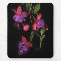 Fuchsia on Black Mouse Pad