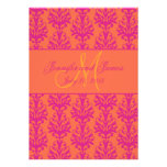 Fuchsia Orange Damask Wedding Invitation