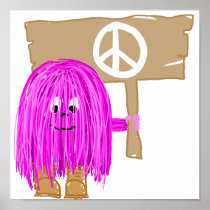 Fuchsia peace white poster