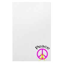 Fuchsia Peace Word & Ribbon Customized Stationery