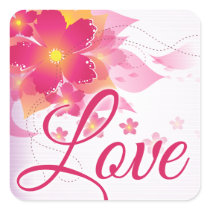 Fuchsia & Peach Flourish Love stickers