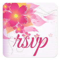 Fuchsia & Peach Flourish RSVP stickers