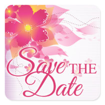 Fuchsia & Peach Flourish Save the Date stickers