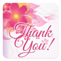 Fuchsia & Peach Flourish Thank You stickers
