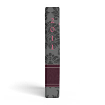 Fuchsia Pink and Gray Damask Wedding Binders