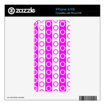 Fuchsia Pink and White Stripes and Polka Dots Decals For iPhone 4
