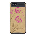 Fuchsia pink dandelion cork vintage style custom skinit case