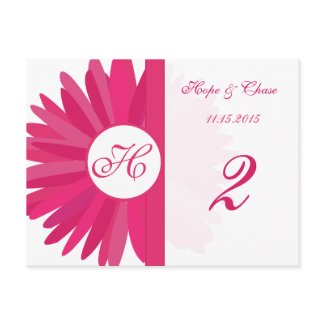 Fuchsia Pink Gerber Daisy Table Number Cards postcard