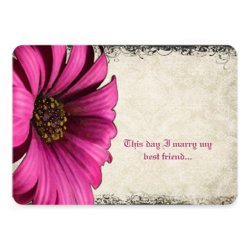 Fuchsia Pink Gerber Daisy Wedding Invite