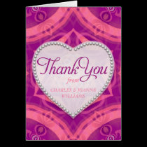 Fuchsia Pink Love Heart Wedding Thank You Cards cards