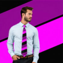 Fuchsia, Purple and Black Stripes Tie