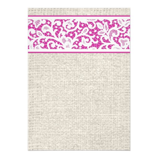 Fuchsia Rustic Burlap Linen Bridal Shower Invites