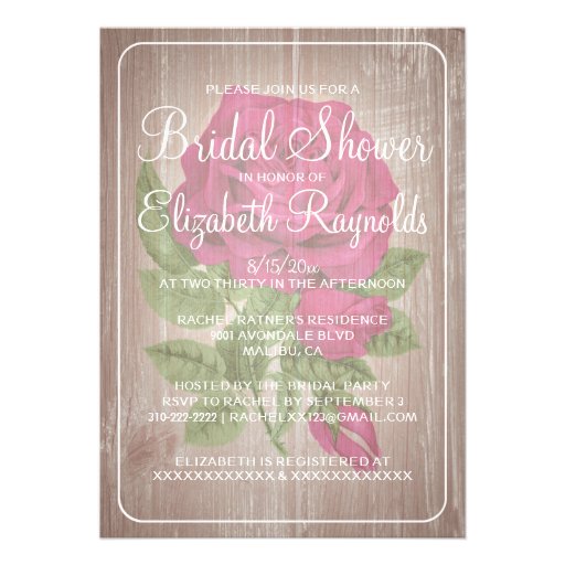 Fuchsia Rustic Floral Bridal Shower Invitations