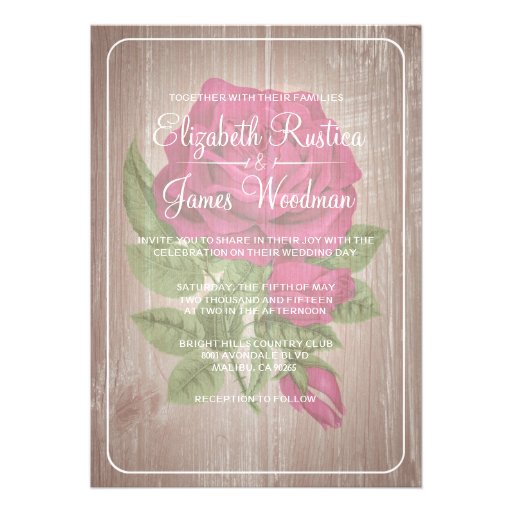 Fuchsia Rustic Floral Wedding Invitations