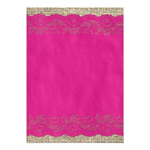 Fuchsia Rustic Lace Wedding Invitations