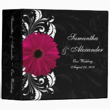 Fuchsia Scroll Gerbera Daisy w/Black and White Binders
