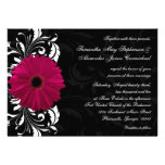 Fuchsia Scroll Gerbera Daisy w/Black and White invitations