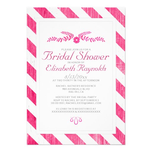Fuchsia Stripes Bridal Shower Invitations