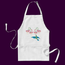 FUCHSIAS & HUMMINGBIRD by SHARON SHARPE aprons