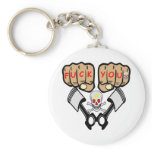 Fuck You Fists Pistons Skulls Keychains