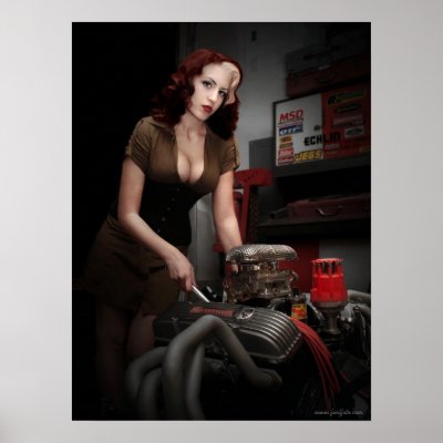 FuelFoto Hot Rod Shop Pin Up Mechanic Poster by fuelfoto