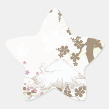 Fuji and Sakura - brown Star Sticker