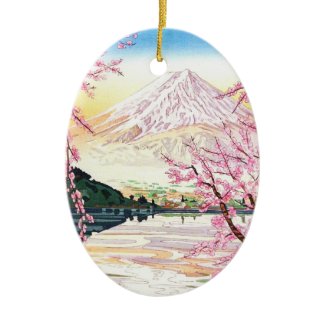 Fuji from Kawaguchi Okada Koichi shin hanga japan Christmas Tree Ornaments