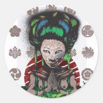 artsprojekt, geisha, jaw, Japan, transformation, radioactive, Klistermærke med brugerdefineret grafisk design
