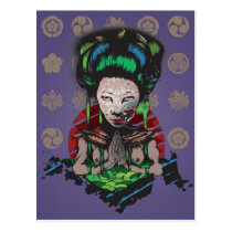 artsprojekt, geisha, jaw, Japan, sun, red, to jsouvenir, Cartão postal com design gráfico personalizado
