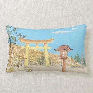 Fukuhara Shrine in Yamato, Sacred Places scenery Throw Pillow